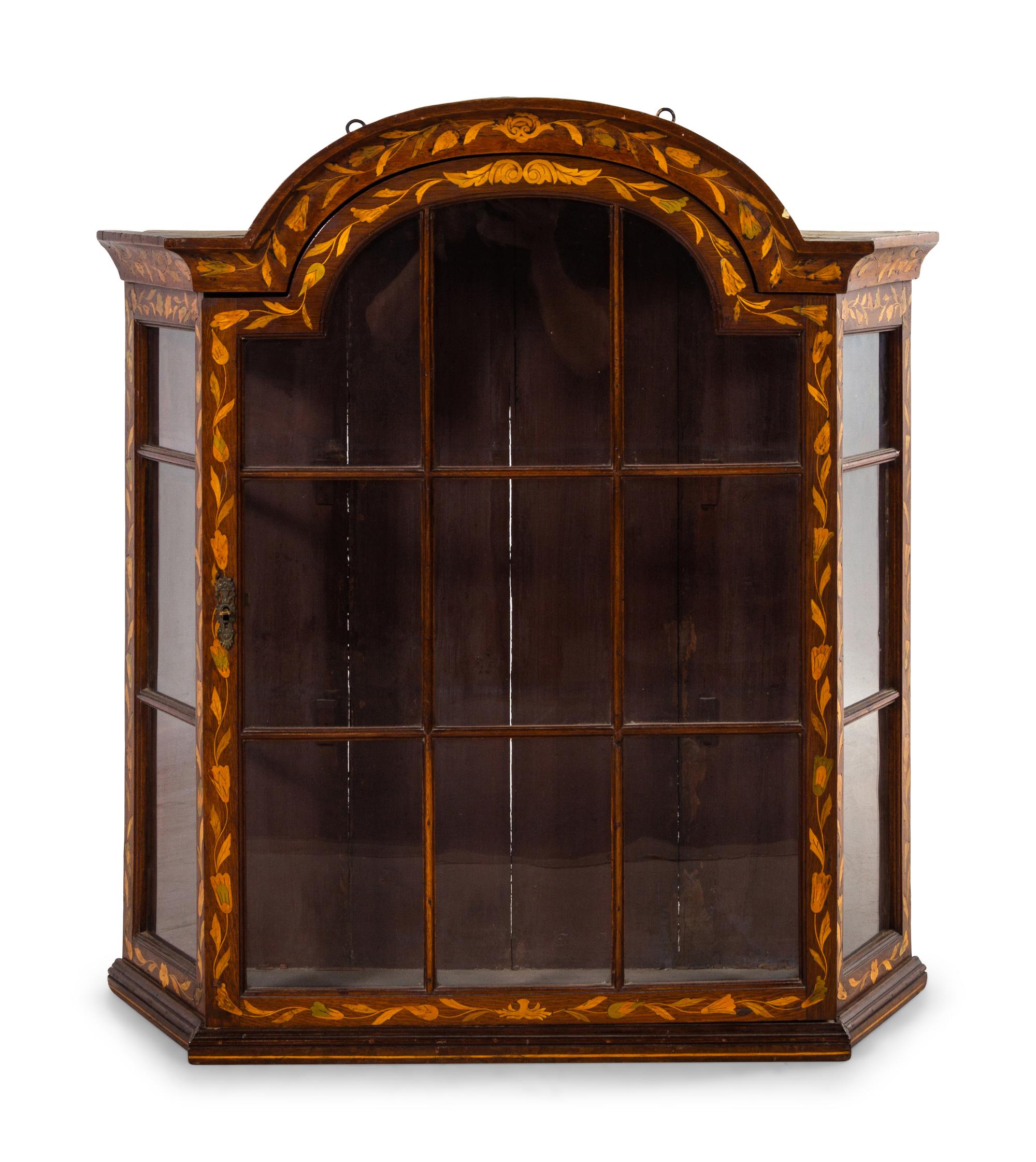 A Dutch Marquetry Vitrine Cabinet