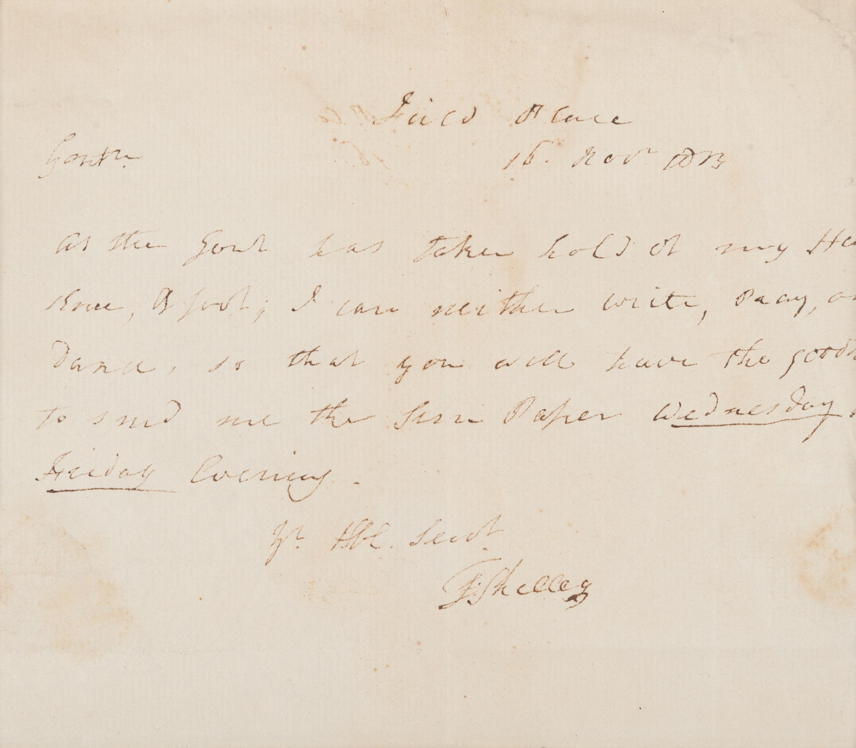 [SHELLEYANA]. A group of material relating to Shelley and his circle, including manuscripts from the collection of Charles W. Frederickson.