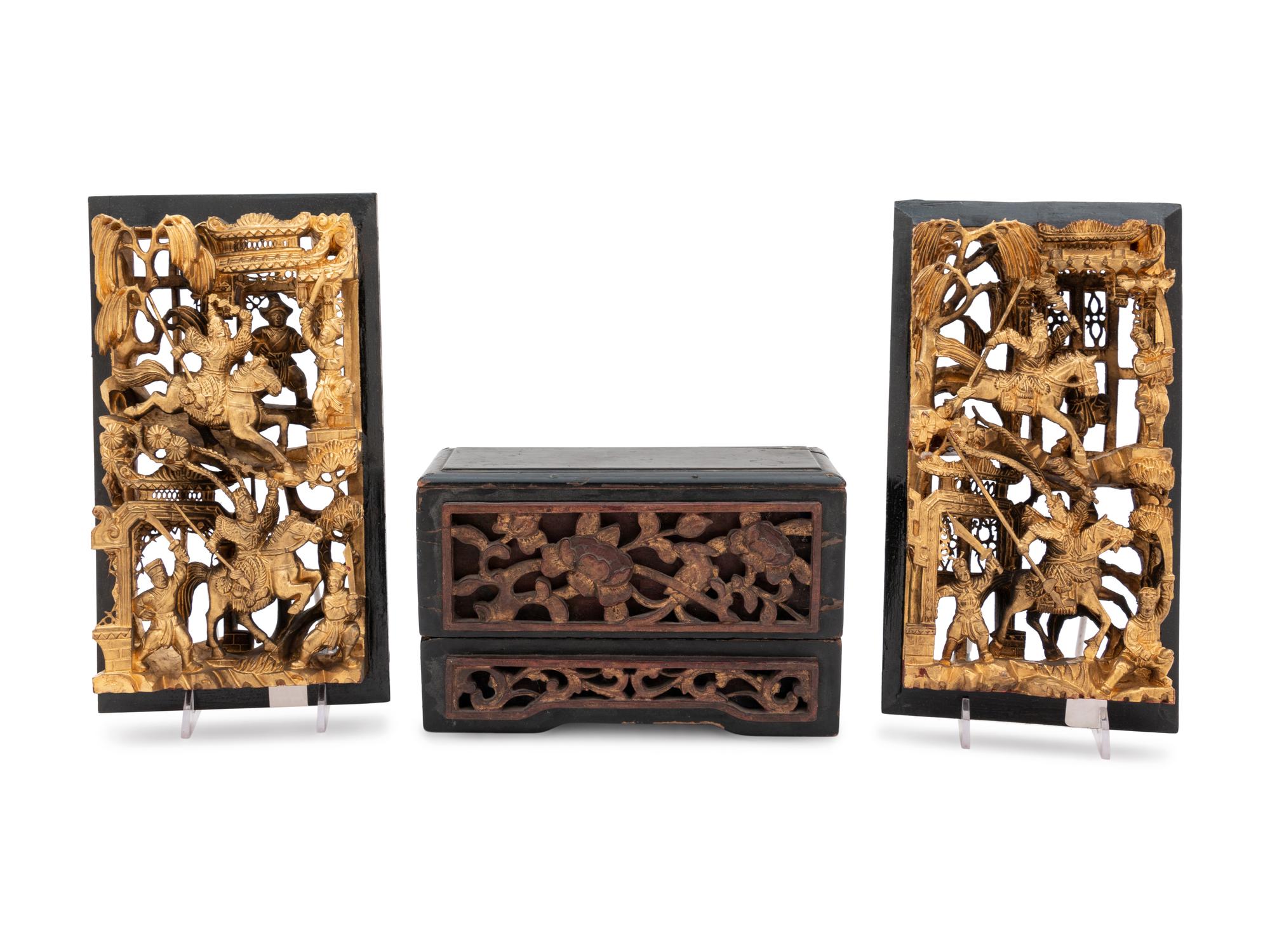 Three Chinese Carved Wood Articles