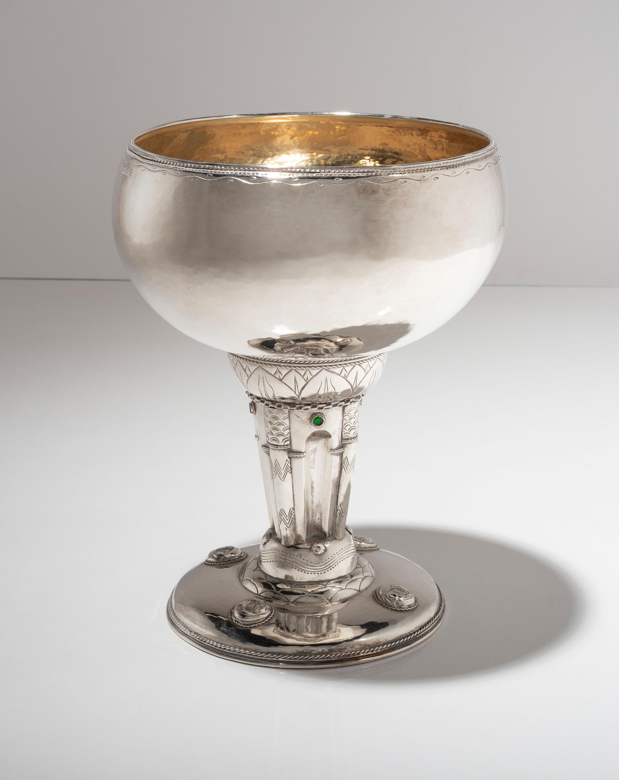 Arts and Crafts Silver and Jewel Mounted Chalice, 1931