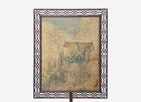 A George III Mahogany Fretwork and Petit-Point Needlework Firescreen