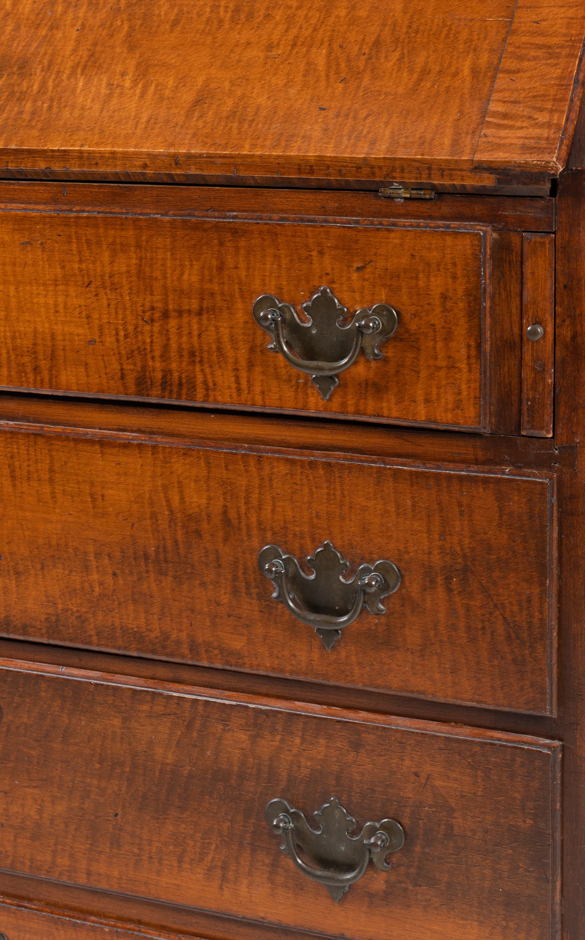 A Chippendale Tiger Maple Slant Front Desk