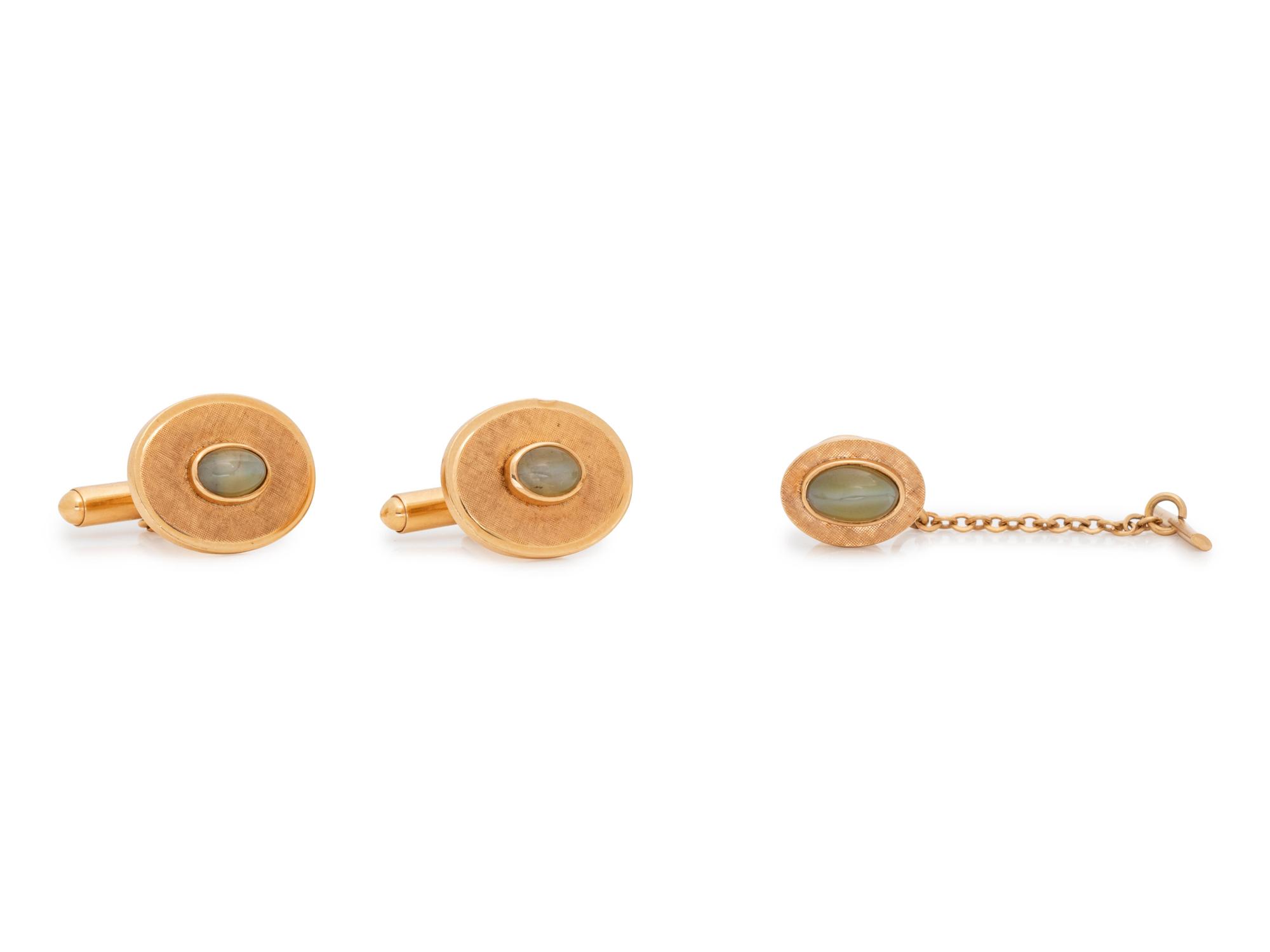COLLECTION OF CAT'S EYE CHRYSOBERYL ACCESSORIES