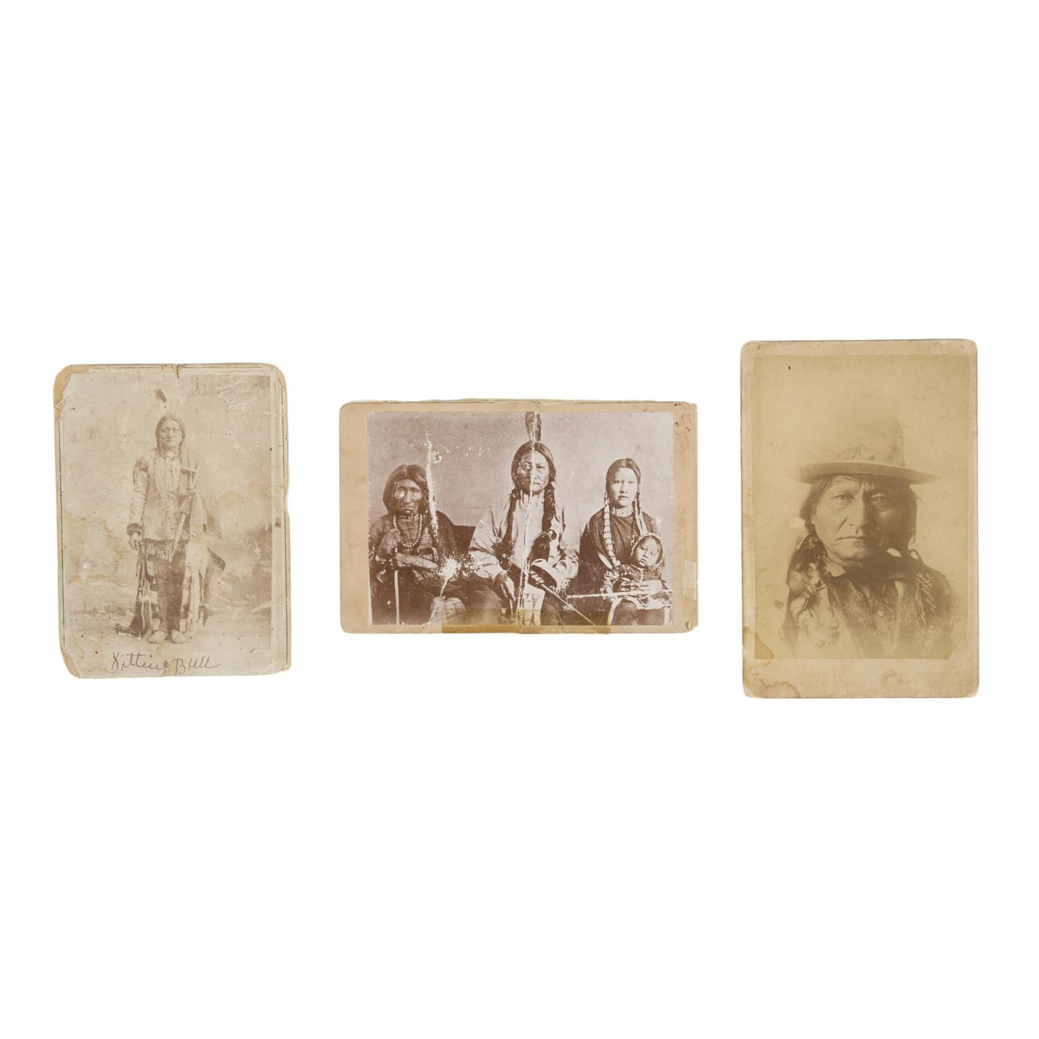 [Native Americana]. A group of 3 cabinet cards of Sitting Bull.