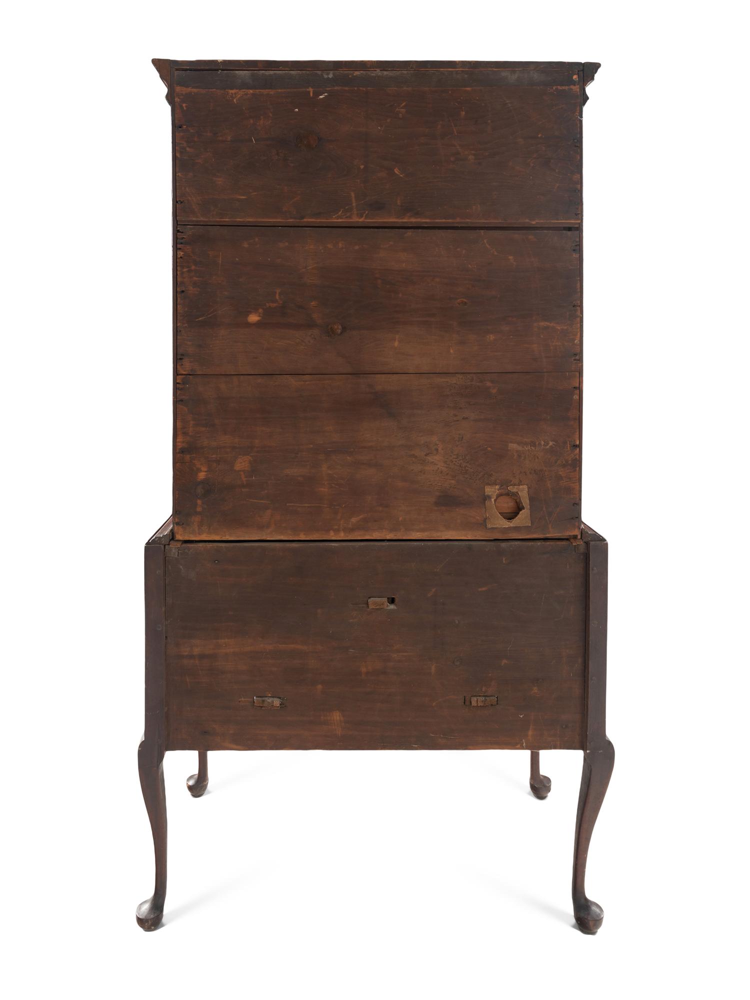 A Queen Anne Fan-Carved Cherrywood Flat-Top High Chest