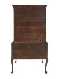 A Queen Anne Fan-Carved Cherrywood Flat-Top High Chest
