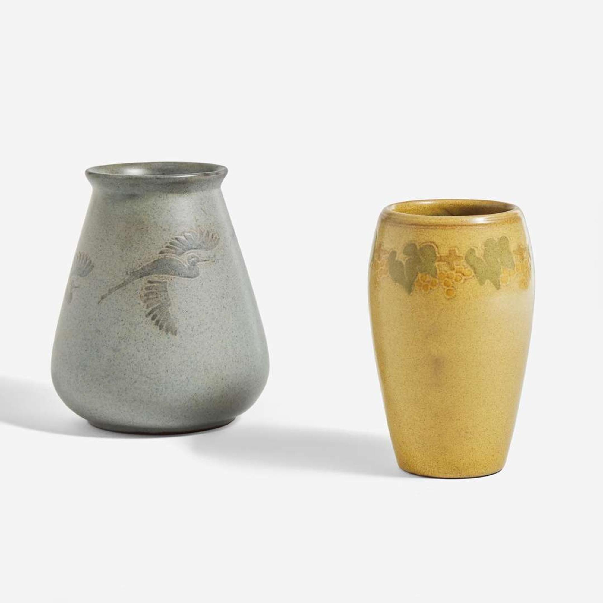 Marblehead Pottery (American, active 1905-1936) Two Early Vases, USA, circa 1910s
