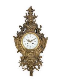 A Napoleon III Style Gilt Bronze Cartel Clock