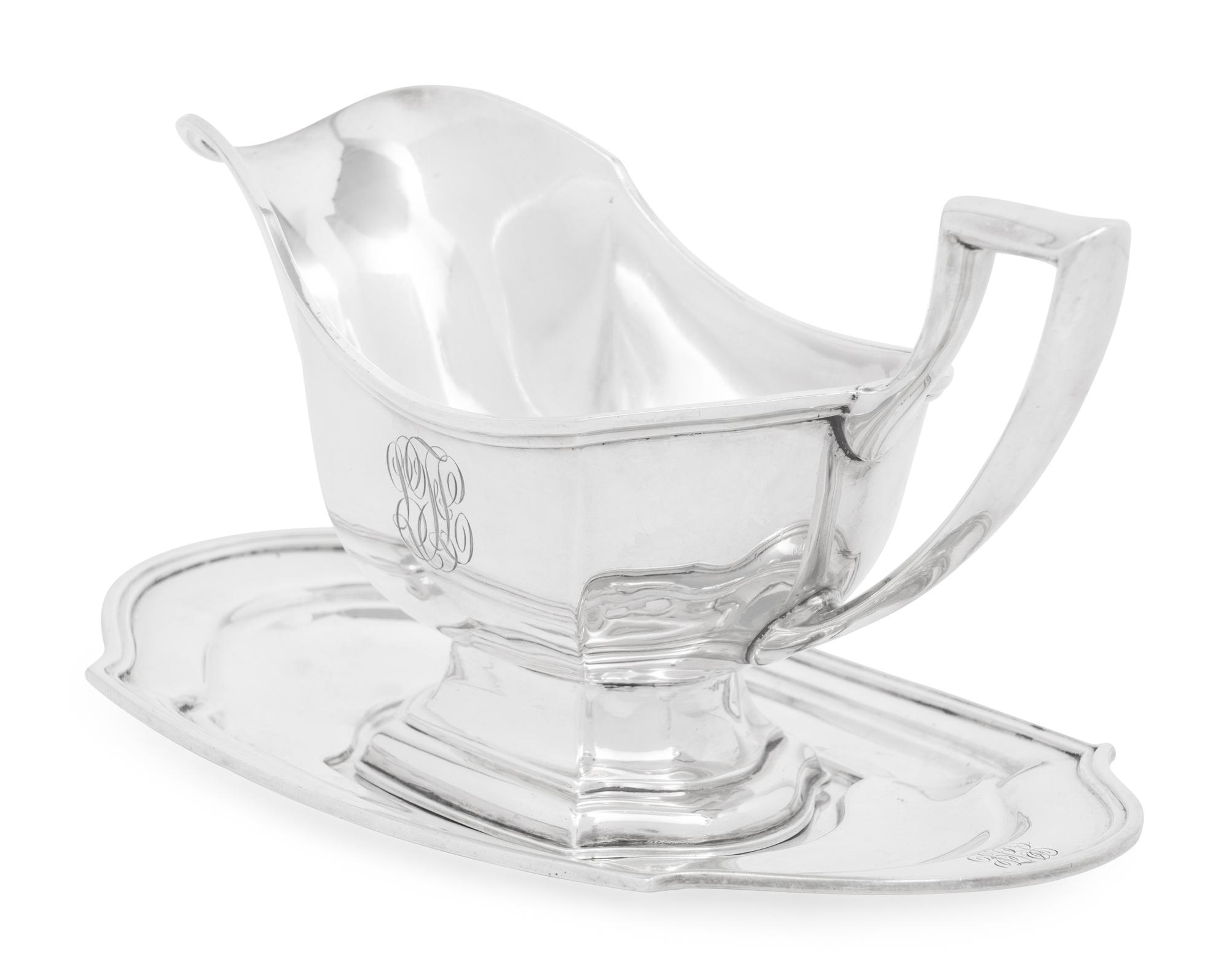 An American Silver Sauce Boat and Underplate