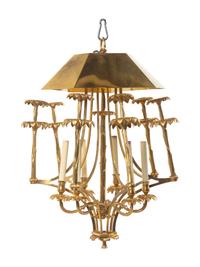 A Gilt Bronze and Brass Six-Light Chandelier Attributed to Maison Baguès