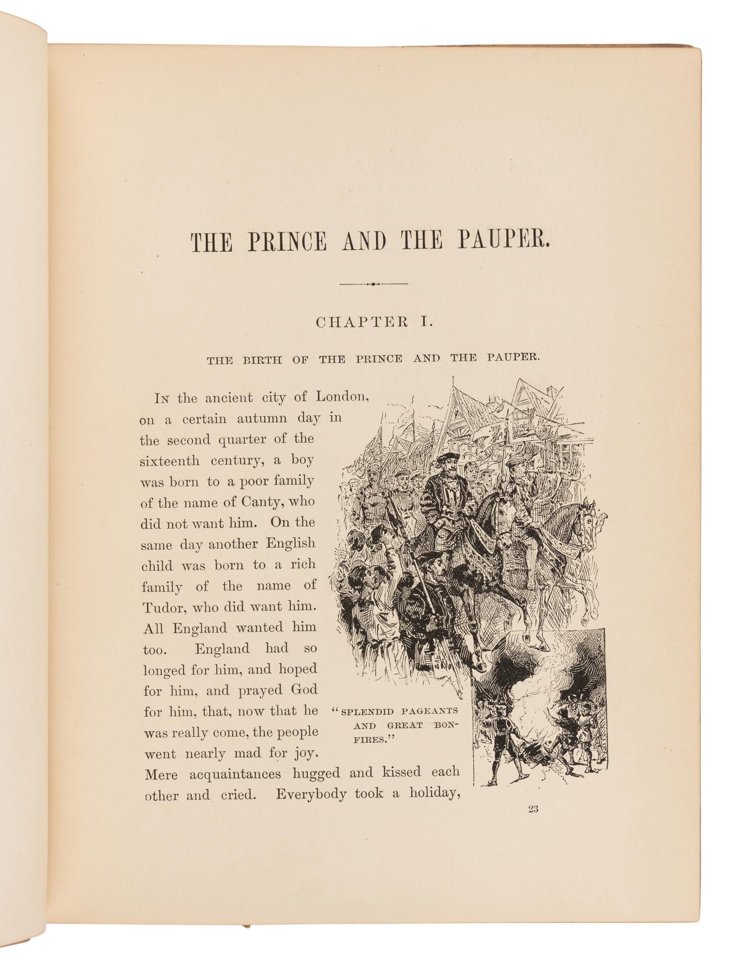 CLEMENS, Samuel Langhorne (“Mark Twain”) (1835-1910). The Prince and the Pauper a Tale for Young People of All Ages . Boston: James R. Osgood & Company, 1882.