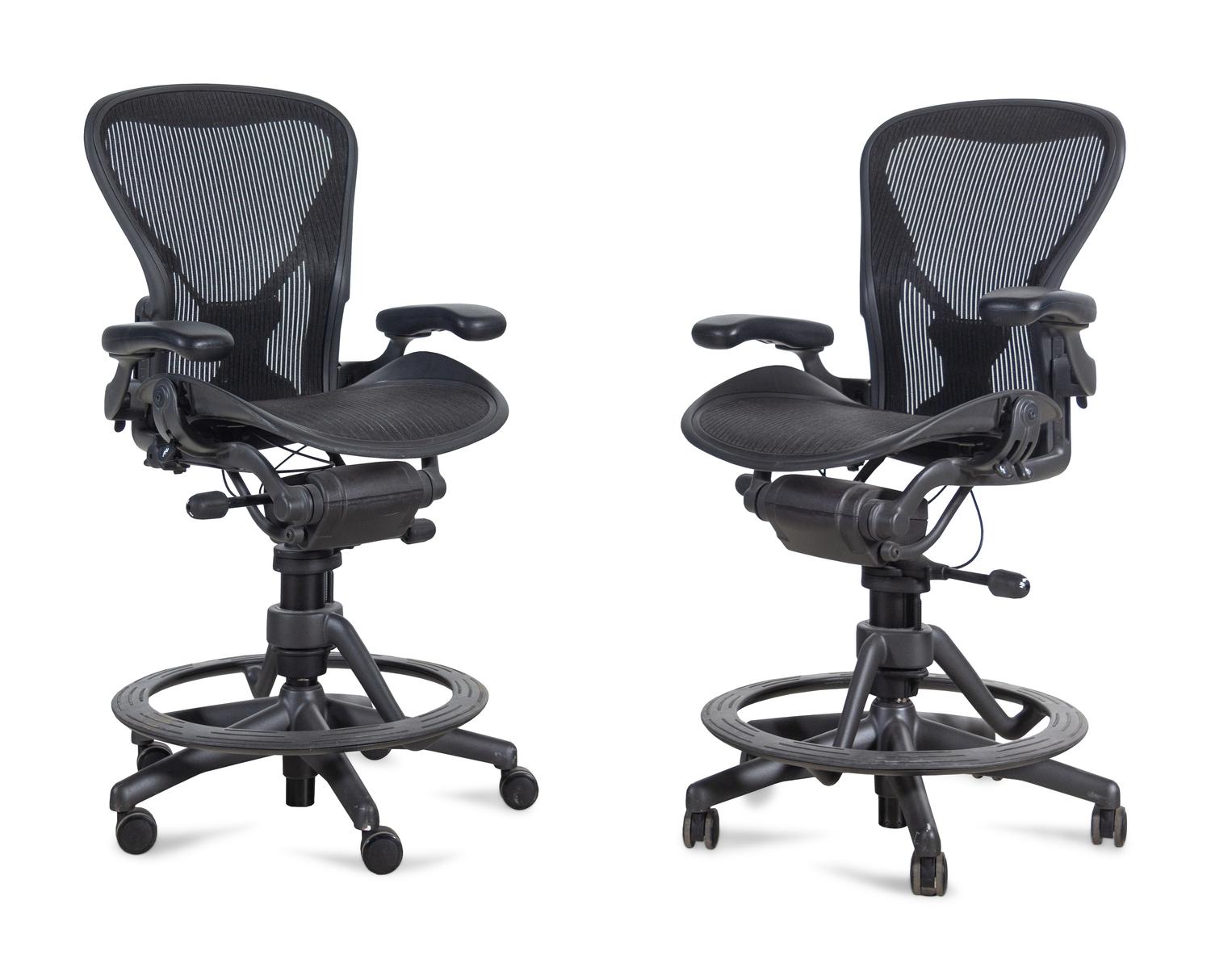 Two Herman Miller Aeron Counter-Height Chairs