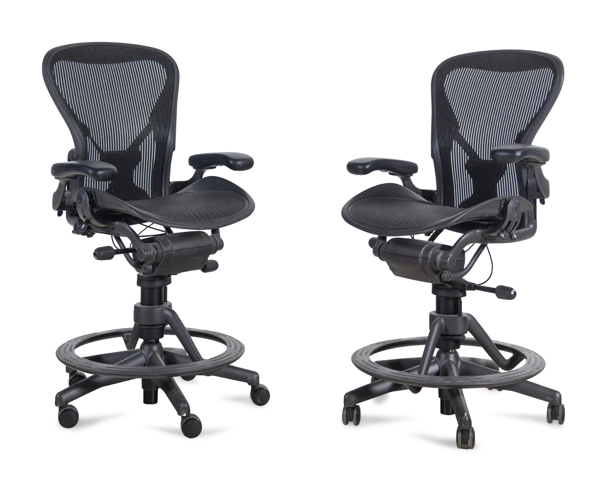 Two Herman Miller Aeron Counter-Height Chairs