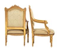 A Pair of Louis XVI-style Carved and Gilt Fauteuils