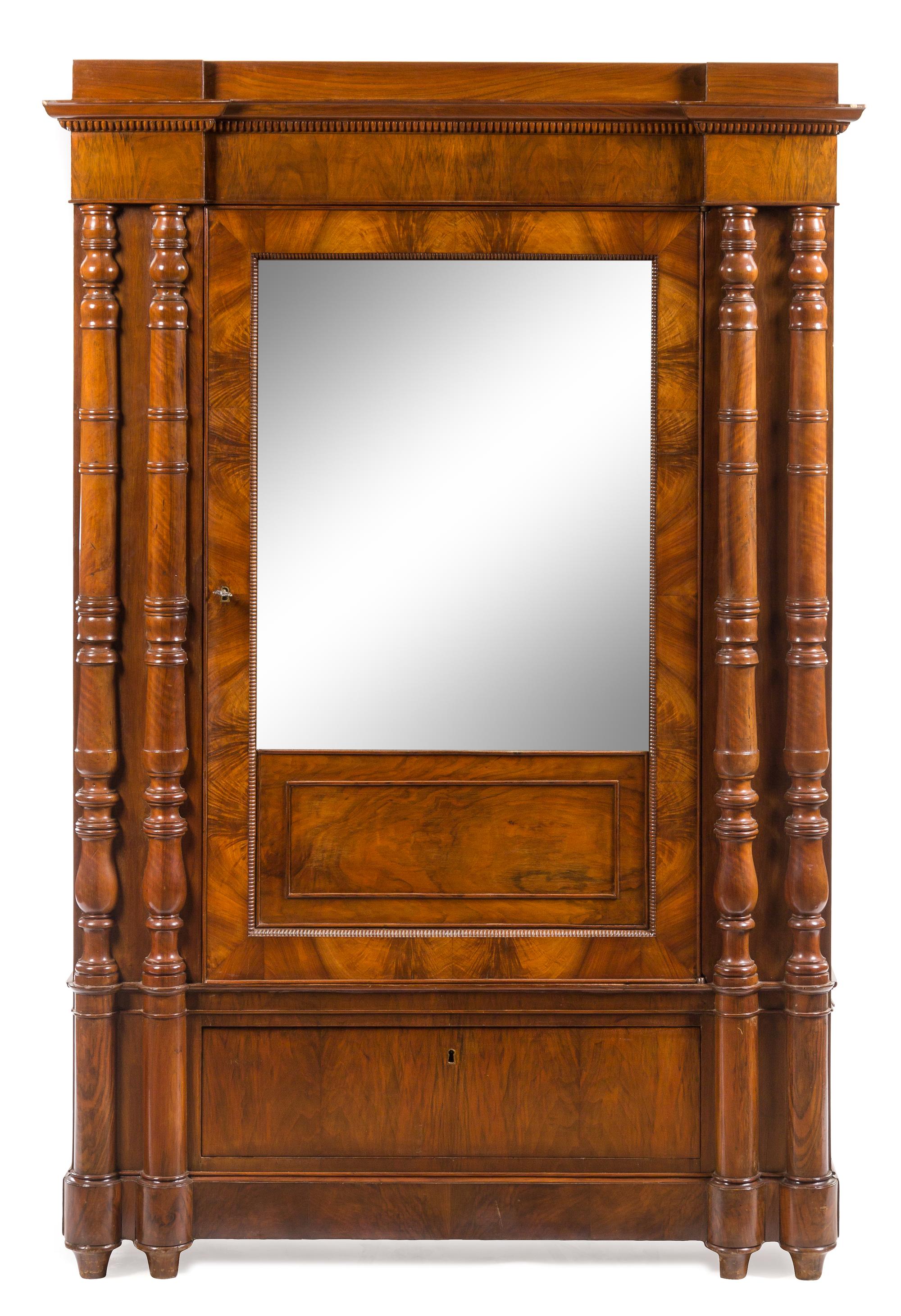 An Italian Mahogany Armoire Height 78 x width 52 1/2 x depth 27 1/2 inches. — EARLY 19TH CENTURY