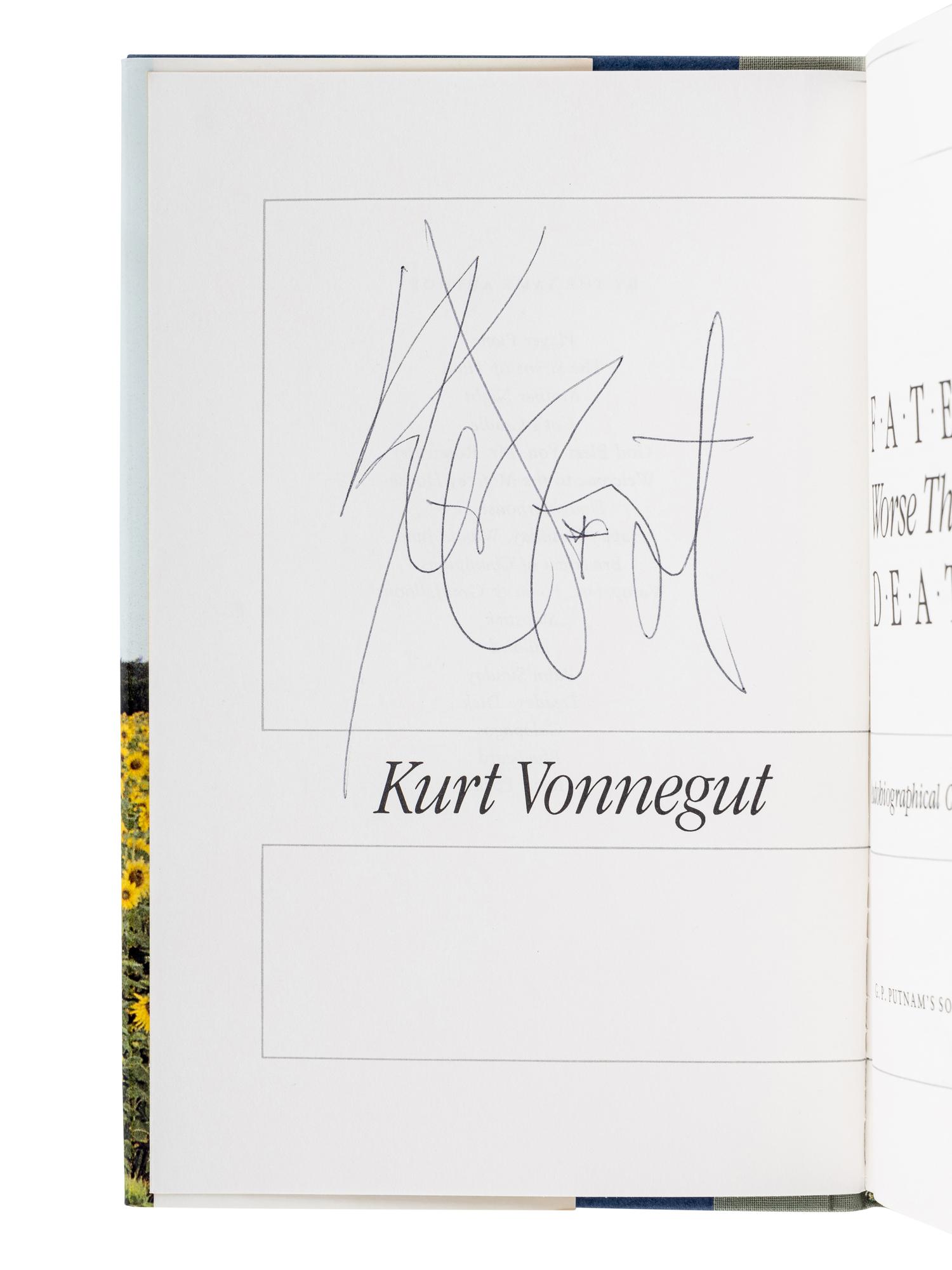 VONNEGUT, Kurt, Jr. (1922-2007). Fates Worse Than Death . New York: G.P. Putnam's Sons, 1991.