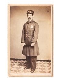 [EARLY PHOTOGRAPHY]. FARACH & LALUMIA, photographers. CDV of New York City police officer. Brooklyn, NY: ca 1860s.
