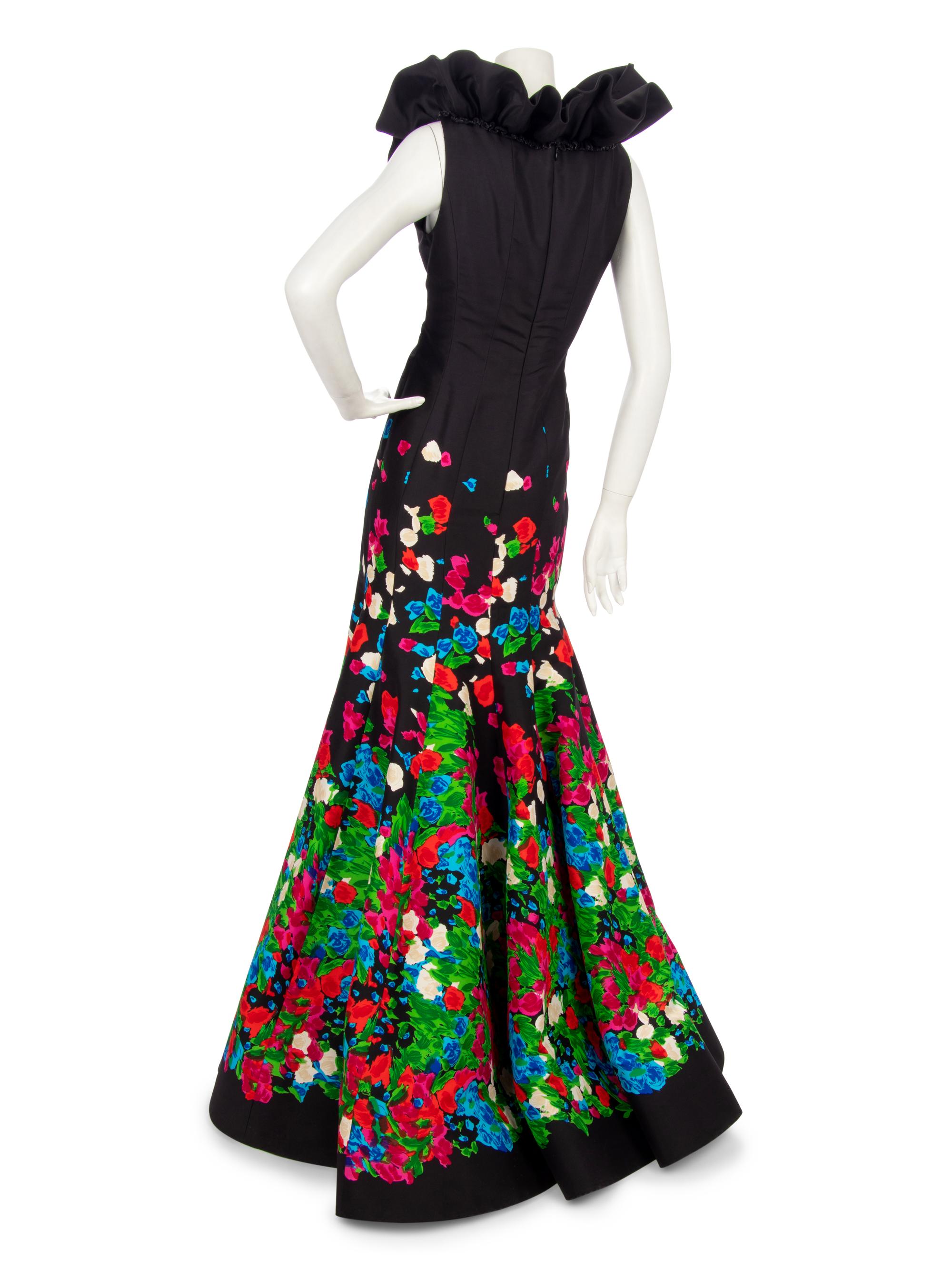 Oscar de la Renta Black Silk Evening Gown, Fall 2008