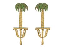 A Pair of Carved and Painted Palm Tree-Form Console Tables