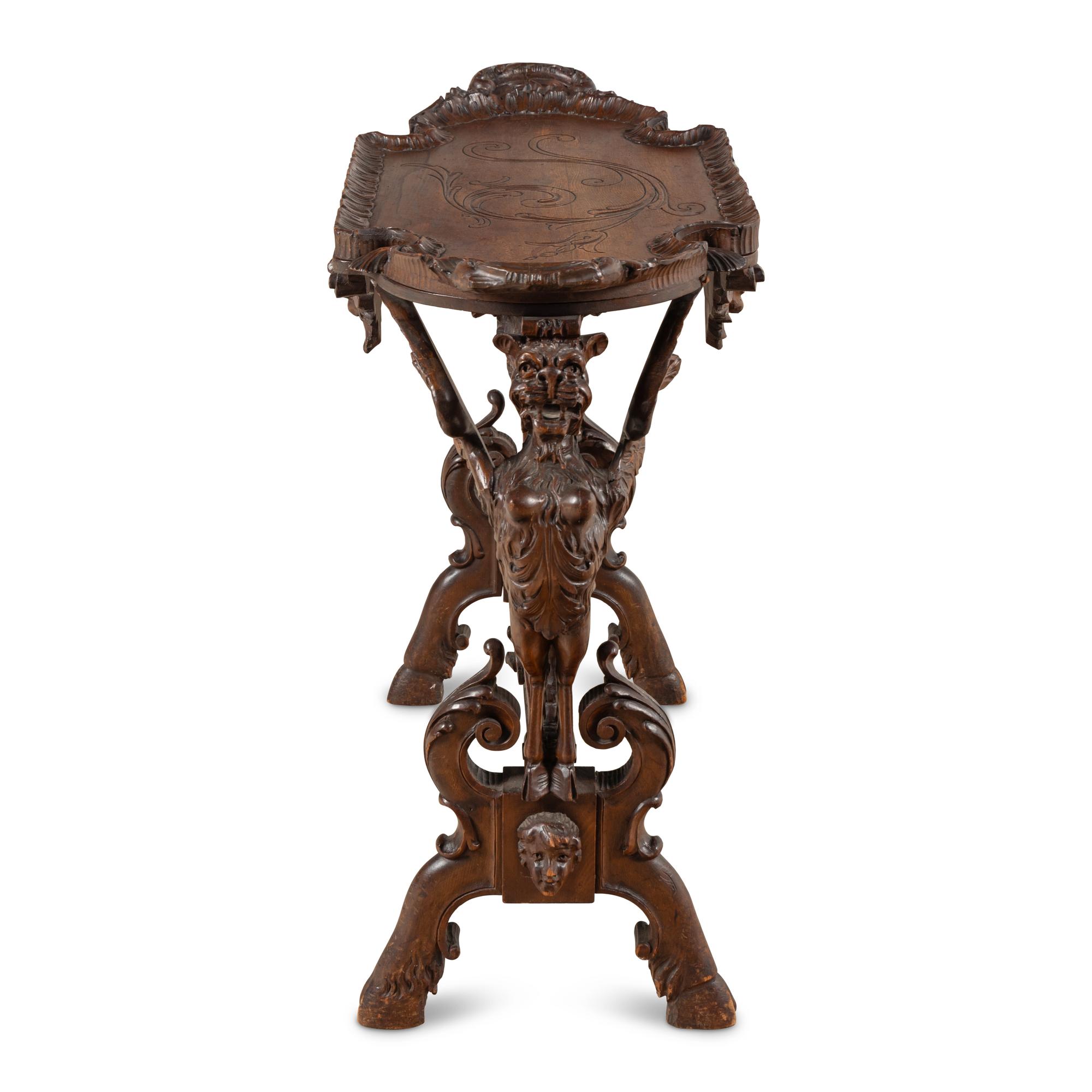 A Venetian Carved Walnut Tray Table