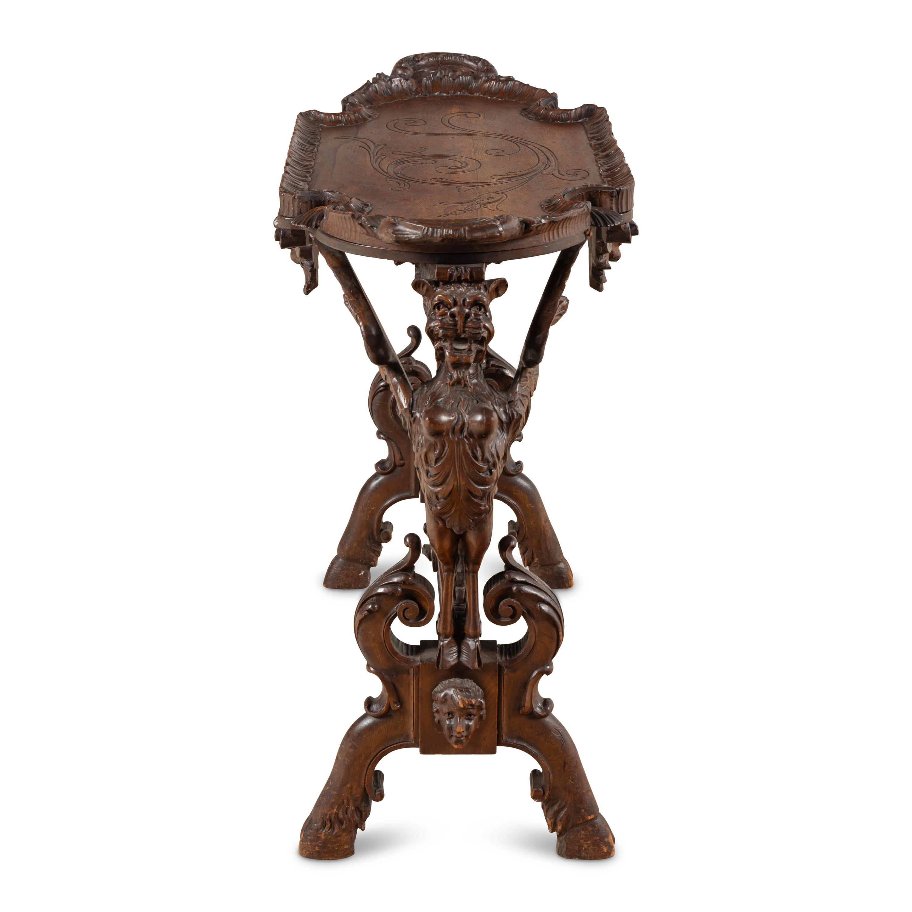 A Venetian Carved Walnut Tray Table