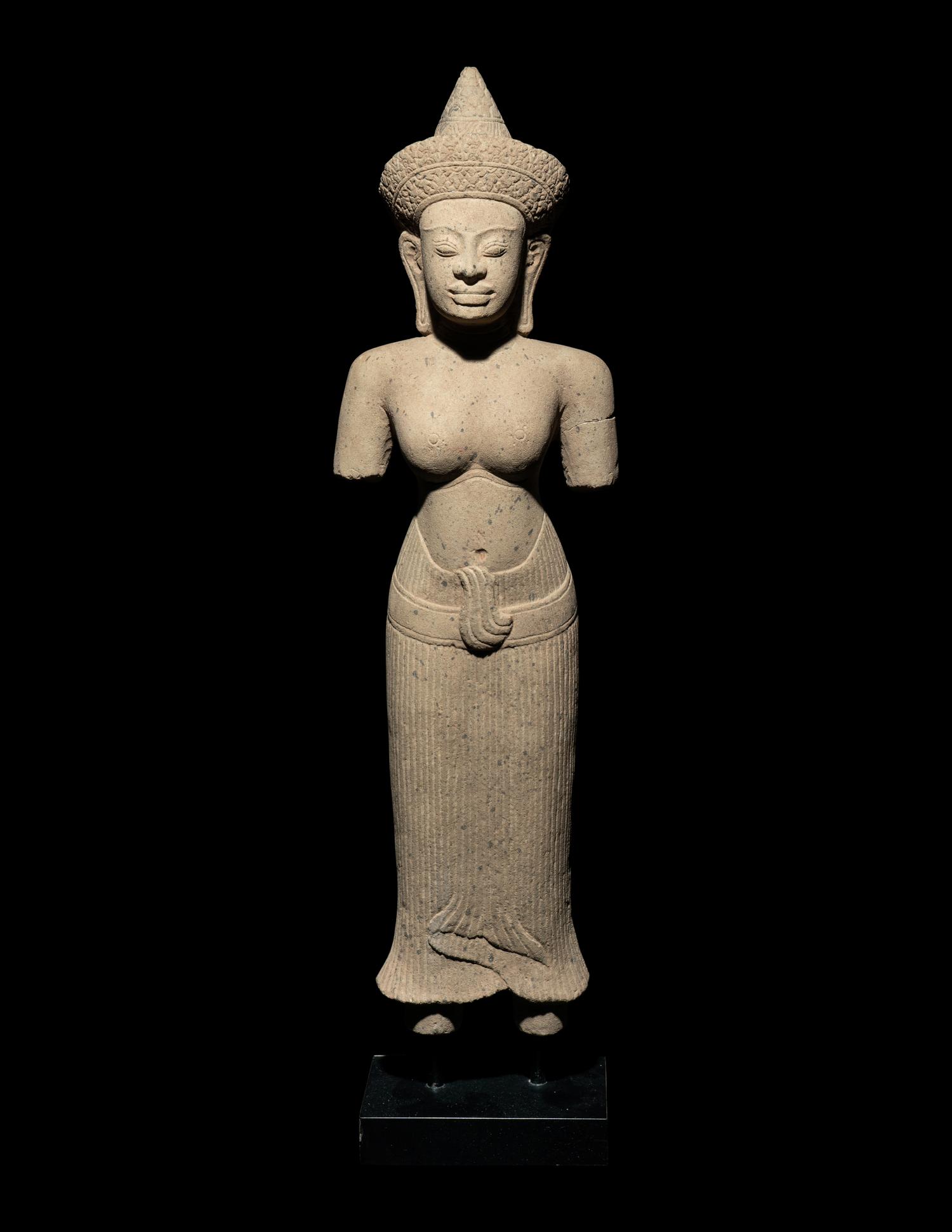 A Khmer Sandstone Figure of a Deity