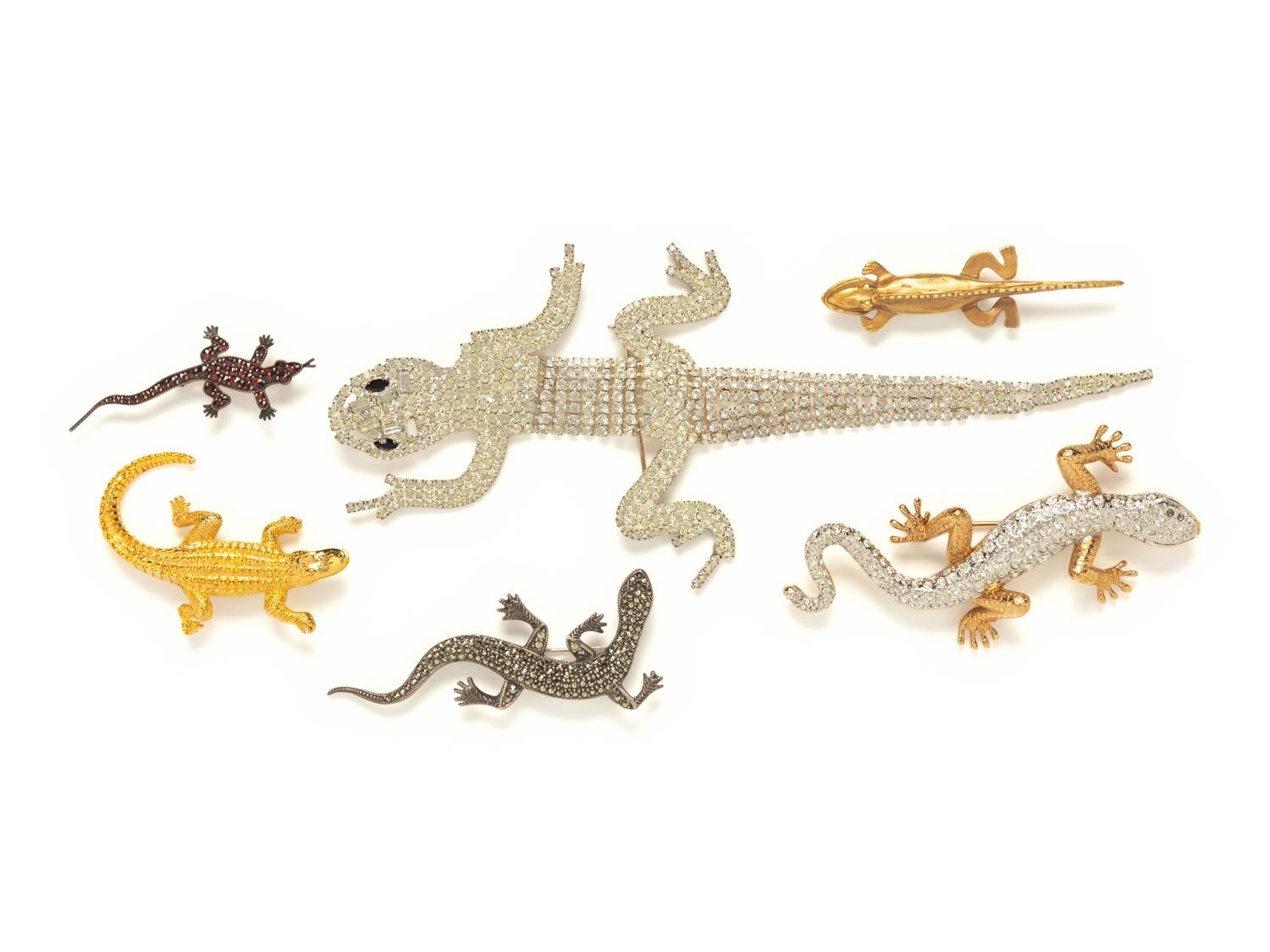 SIX REPTILE AND AMPHIBIAN-THEMED BROOCHES