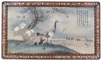 A Large Cantonese Embroidered Silk Panel 33 1/2 x 63 inches (image).