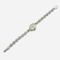 A lady's white gold diamond bracelet watch, Hamilton