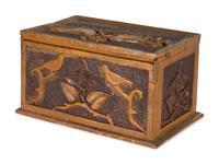 A Folk Art Carved and Painted Wood Box
