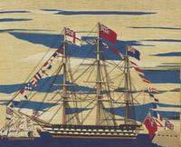 Two Sailor-Made Woolwork Pictures of Ships Festooned with Signal Flags, 19th Century