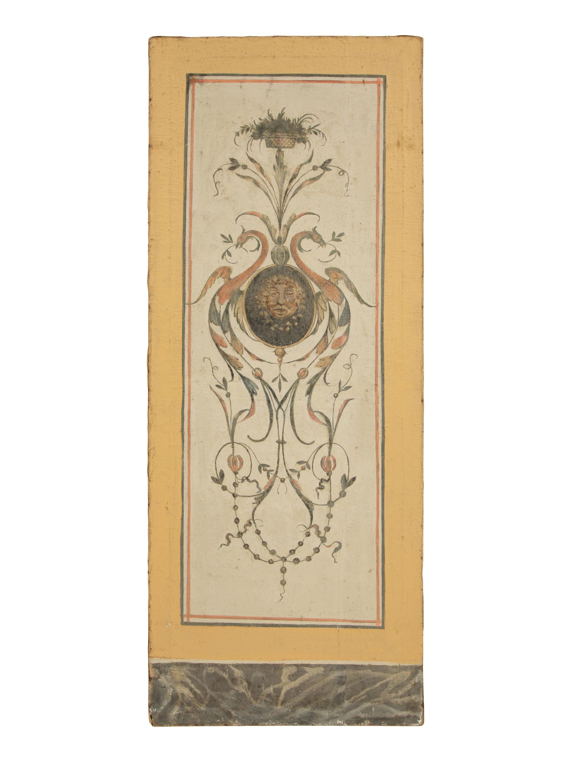 A Set of Five Neoclasscial Style Wallpaper Panels