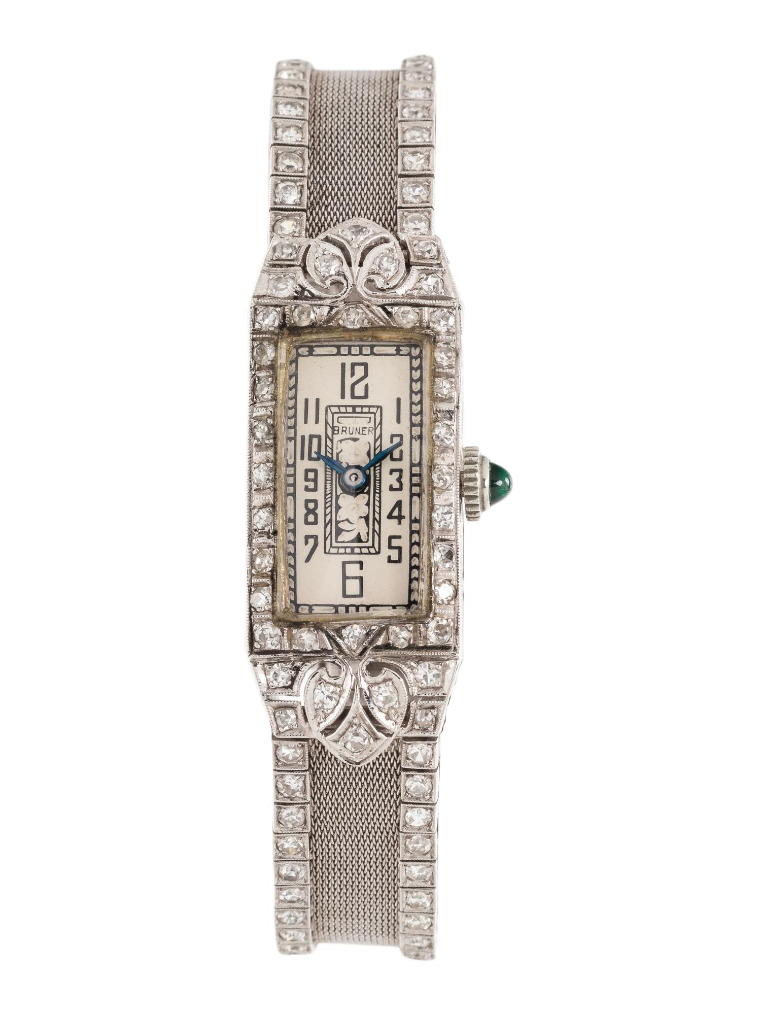 ANTIQUE, PLATINUM AND DIAMOND WRISTWATCH