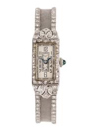 ANTIQUE, PLATINUM AND DIAMOND WRISTWATCH
