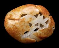 A Chinese Russet Jade 'Lotus and Leaf' Carving