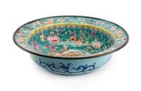 A Chinese Peking Enameled Bowl Height 4 1/2 x diameter 16 inches.