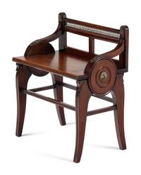 An English Brass Mounted Walnut Hall Stool