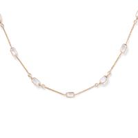 YELLOW GOLD, MOONSTONE AND DIAMOND NECKACE