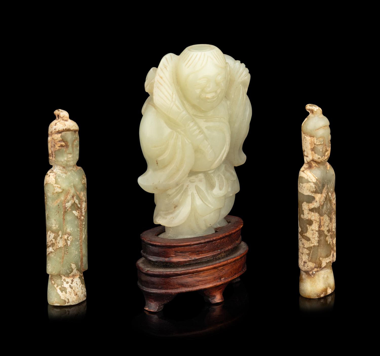 Three Chinese Carved Jade Figures