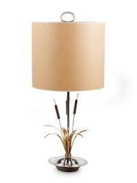 A Silvered and Gilt Metal "Cattail" Lamp in the Style of Maison Charles
