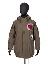 SAINT LAURENT, HOODED PARKA WITH PATCHES