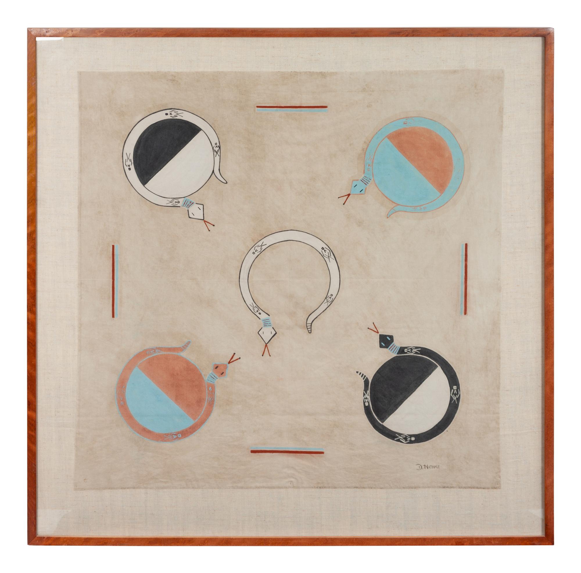 Four Snakes in the Four Sacred Colors, Surrounding a Single White Snake