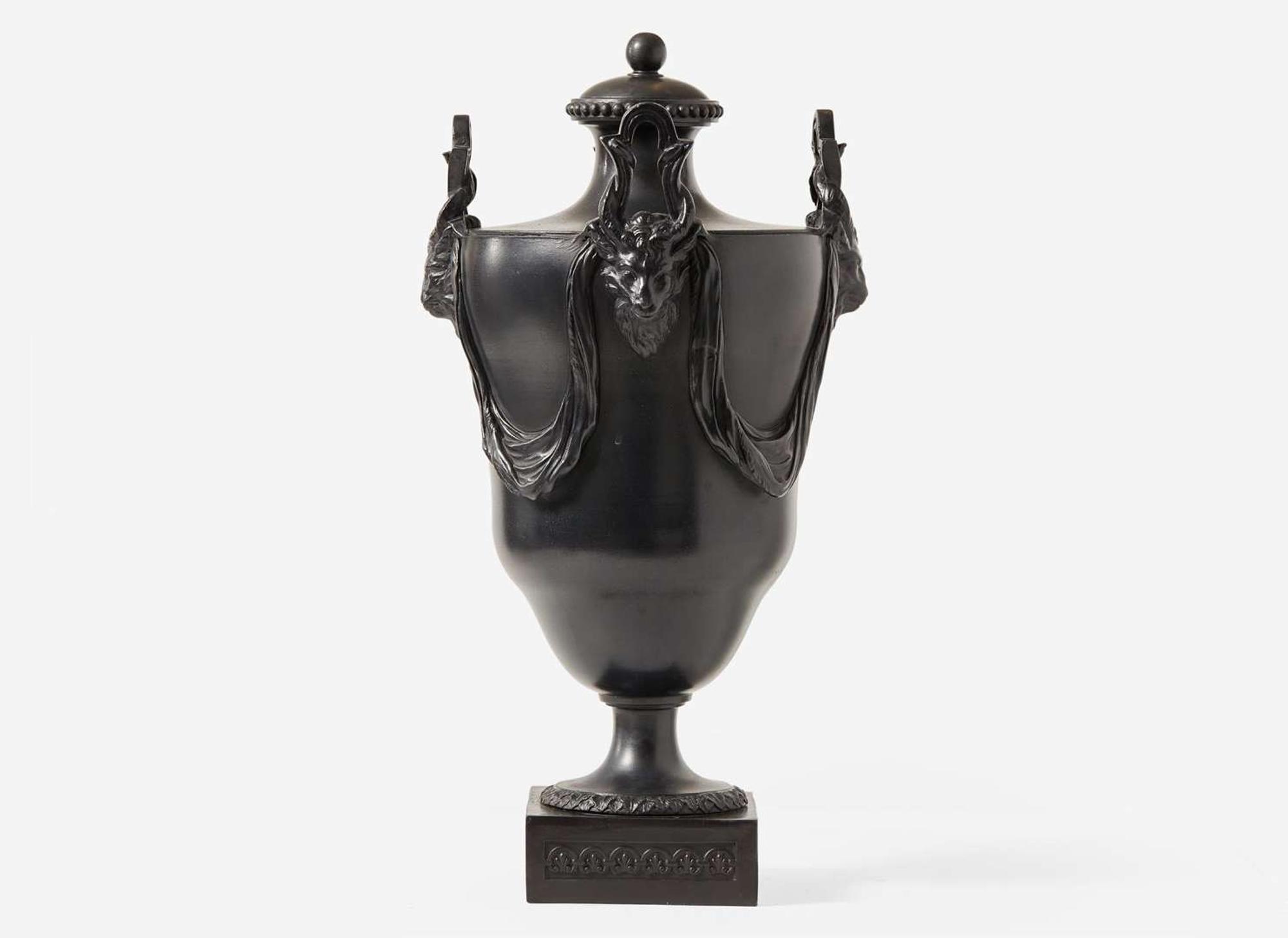 A Large Wedgwood & Bentley Four Handled Black Basalt Vase and Cover, UK, 1770s