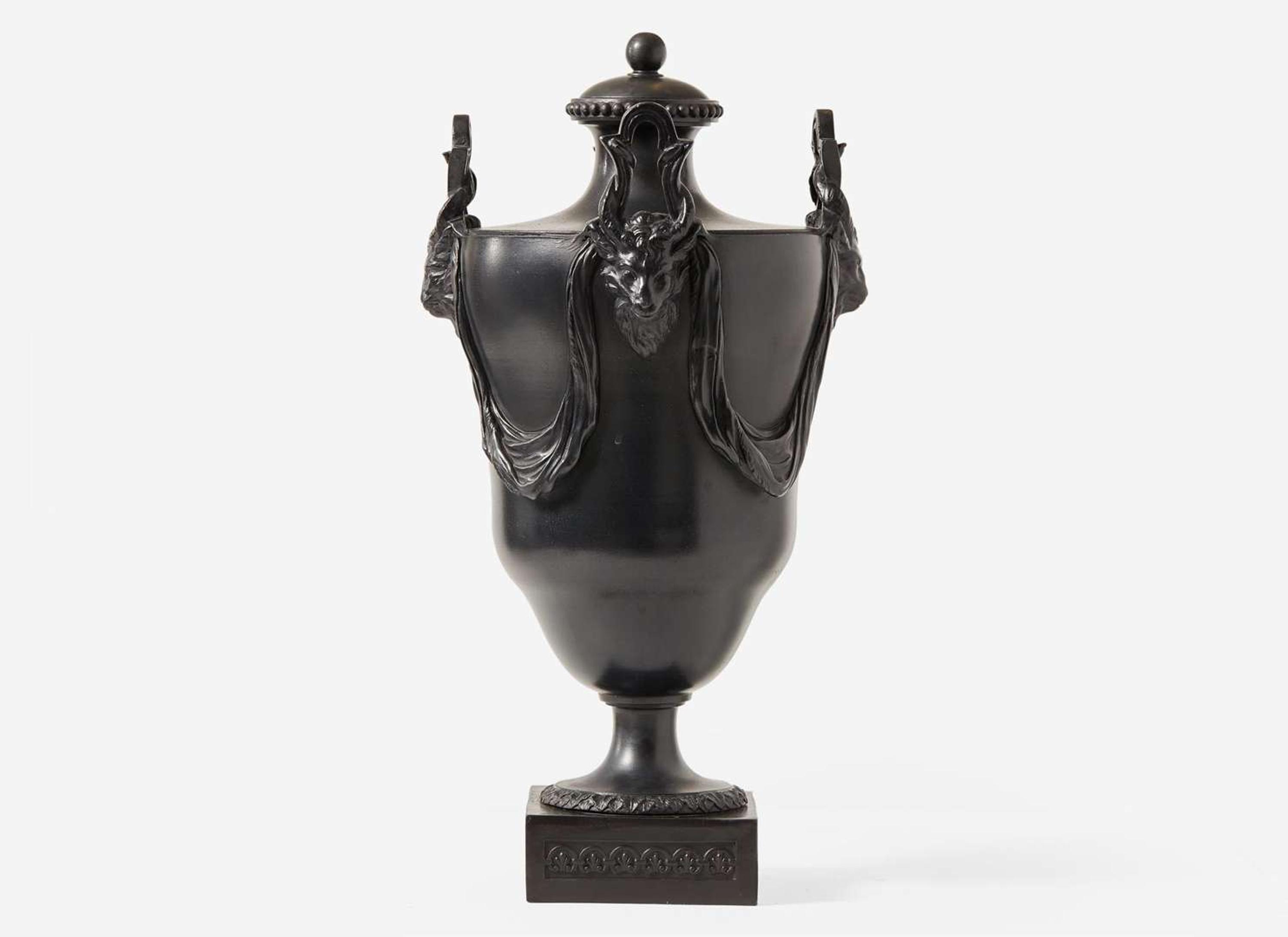 A Large Wedgwood & Bentley Four Handled Black Basalt Vase and Cover, UK, 1770s