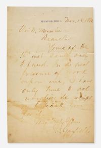 [Presidential] Garfield, James: Autograph Letter, signed