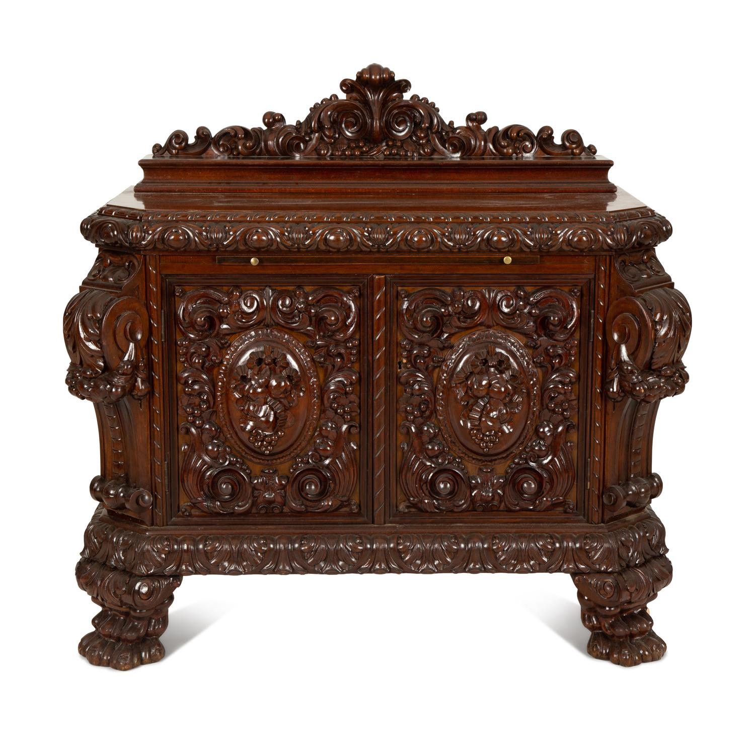 An Austro-Hungarian Carved Mahogany Credenza — Mid-19th Century