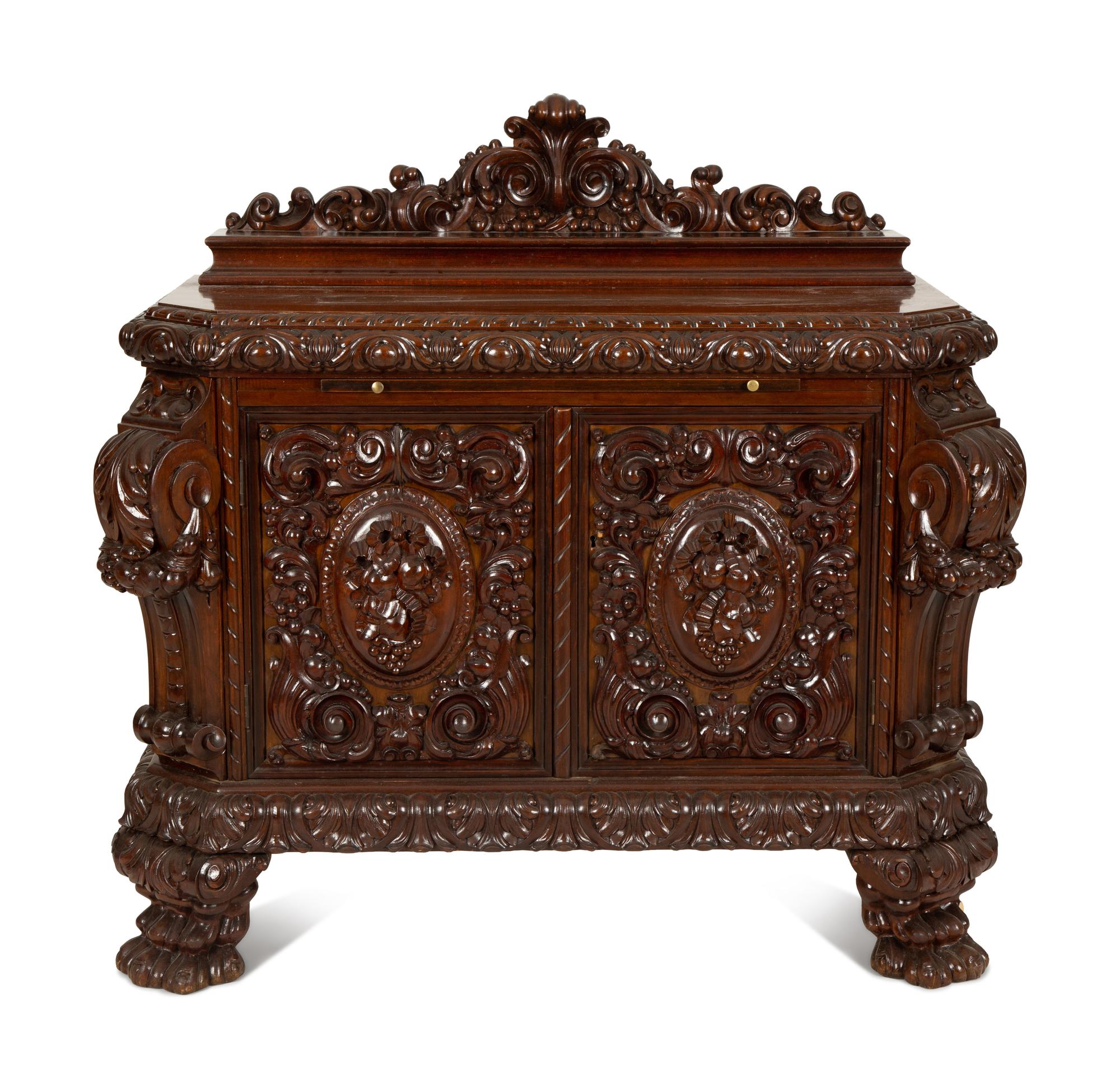 An Austro-Hungarian Carved Mahogany Credenza — Mid-19th Century