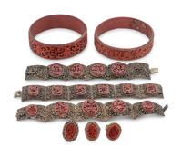 Eight Chinese Carved Lacquer Jewelry