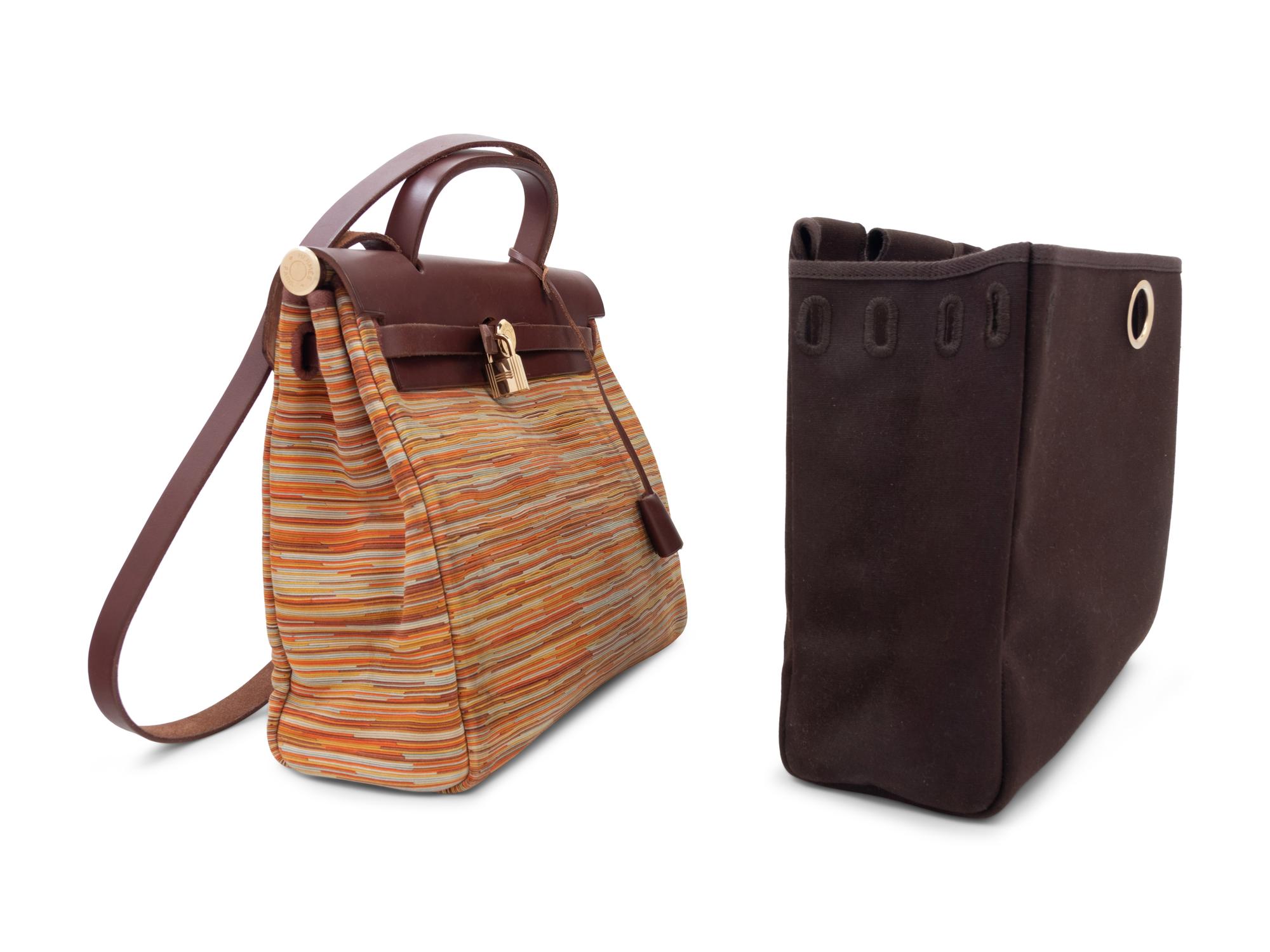 Hermès Vibrato Leather and Canvas Convertible Herbag, 2002