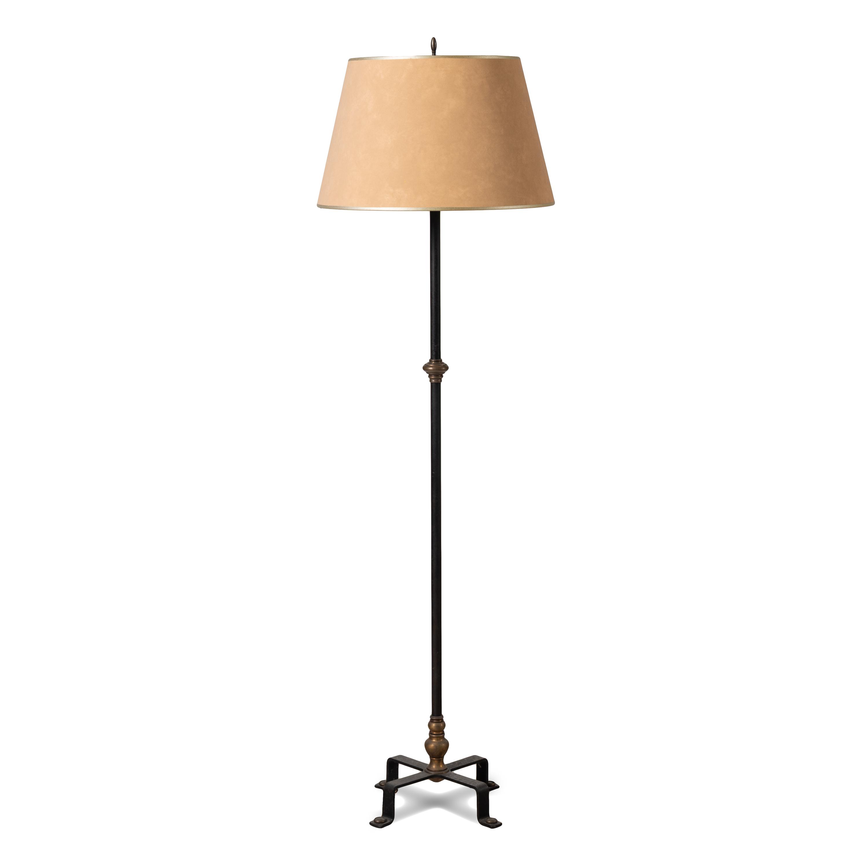 An Iron and Bronze Floor Lamp
